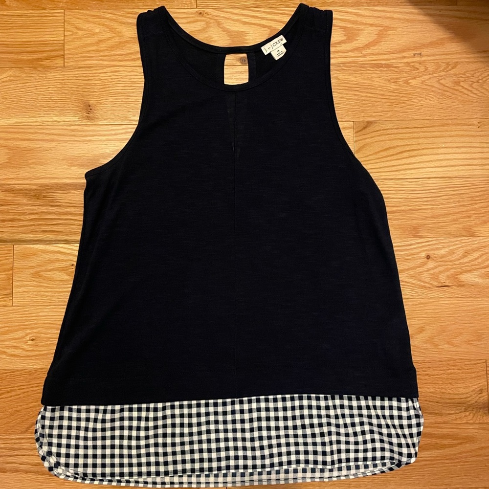 J Crew Blue and Seersucker Checkered Top